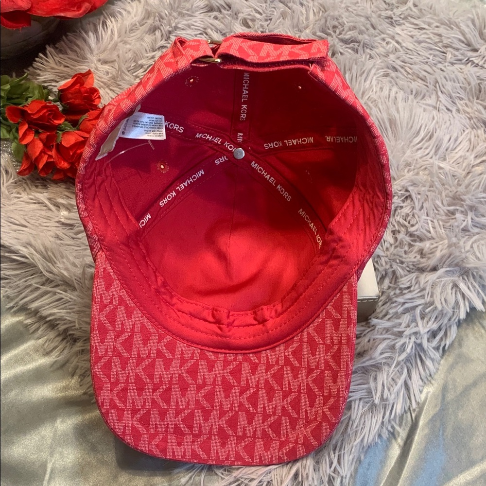 🌹Michael Kors  • NWOT Coral Pink MK Logo Baseball Cap - Picture 6 of 10